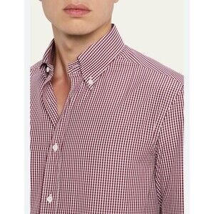 PAUL SMITH Men's French Cuff Shirt Long Sleeve Red/White Grid Pattern Size 17/43